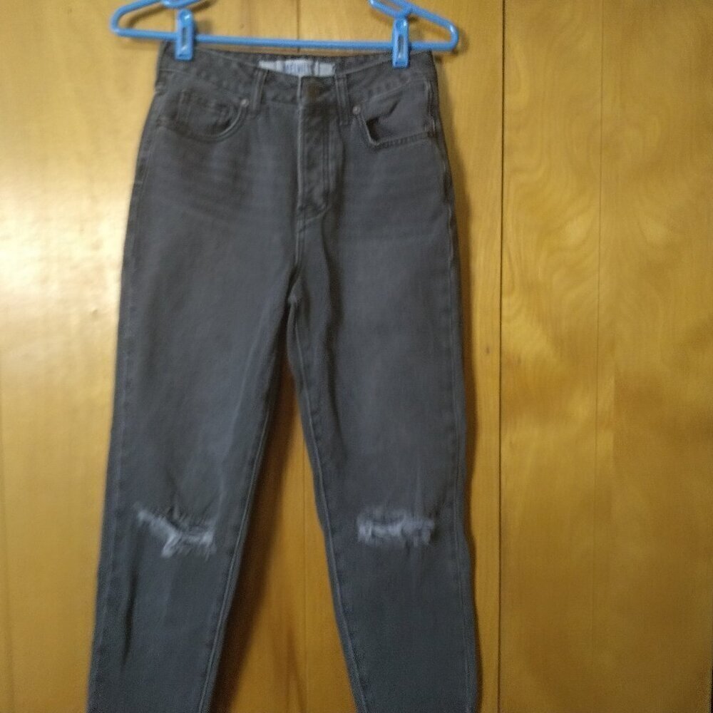 Melville Size 26 Faded Black Distressed Button Fly Jeans Denim Casual Grunge